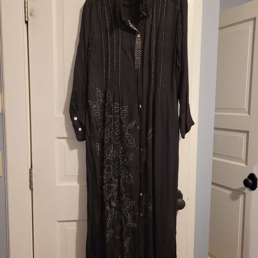 Magnolia Pearl black dress with flower applique - long length - OS